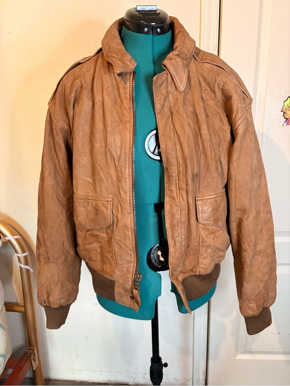 Vintage Collectible G-III Men's Brown Leather Bomber Jacket